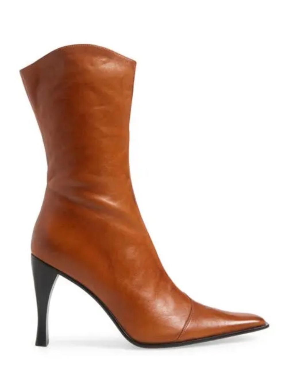 Jeffrey Campbell Tan Pointed-Toe Mid-Calf Stiletto Boots